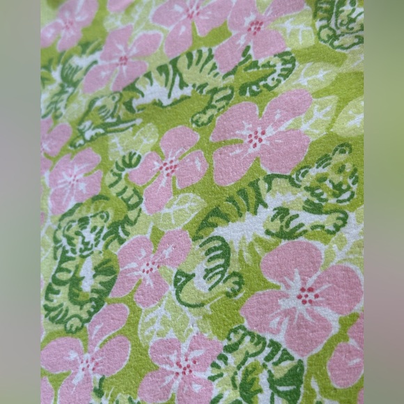 Lilly Pulitzer Vintage Tiger and Pink Flower Print Polo Shirt size L - Picture 10 of 10